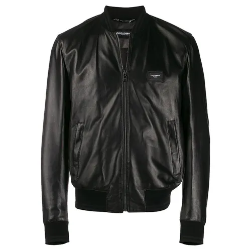 Thời trang Dolce & Gabbana Áo khoác Da cao cấp - Áo Khoác Dolce & Gabbana D&G Black Leather Bomber G9PB9L FUL89 Màu Đen - Vua Hàng Hiệu