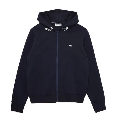 Áo Khoác Nỉ Lacoste Men’s Hooded Cotton Blend Lettered Zip Sweatshirt SH6886 HDE Màu Xanh Navy Size S