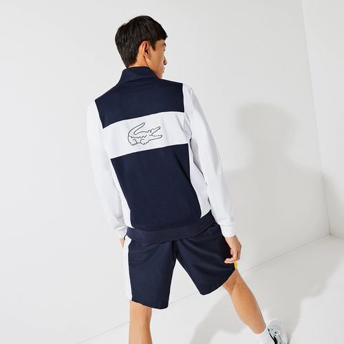 Áo Khoác Nỉ Lacoste Men’s Sport Piqué Zip Sweatshirt SH6937 R20 Màu Navy/Trắng Size L-1