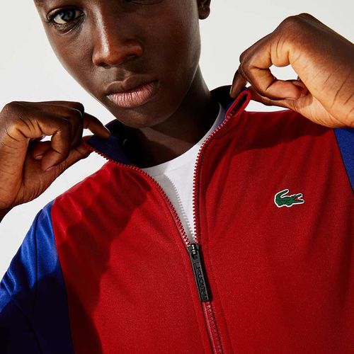 Áo Khoác Nỉ Lacoste Men’s Sport Piqué Zip Sweatshirt SH6937 VPB Màu Đỏ/Xanh Size S-4