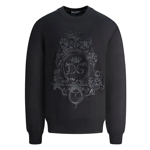 Dolce & Gabbana Nam Len - Áo Len Dolce & Gabbana D&G Logo Embroidered Black GXA63Z JAM3F N0000 Màu Đen - Vua Hàng Hiệu