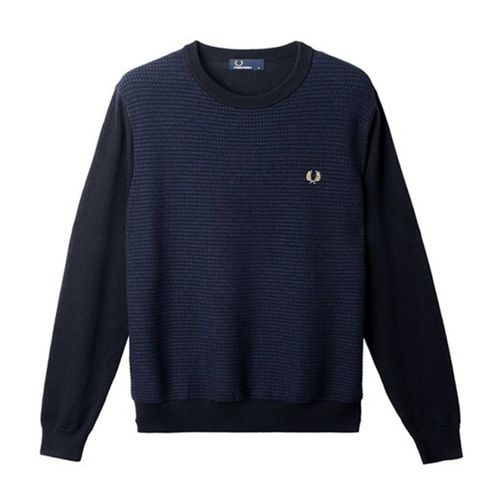 Áo Len Fred Perry Textured Crew Neck Sweater AFPM1813501-608 Màu Xanh Navy Size S