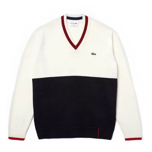 Áo Len Lacoste Men's Made In France Two-Tone Wool V-Neck Sweater AH2051 Màu Đen Trắng Size S - Thời trang - Vua Hàng Hiệu