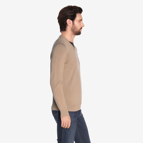 Áo Len Lacoste Men's V-Neck Wool Jersey Sweater AH4087-MJR Màu Nâu Size S-3