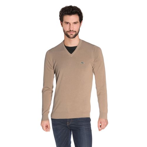Áo Len Lacoste Men's V-Neck Wool Jersey Sweater AH4087-MJR Màu Nâu Size S