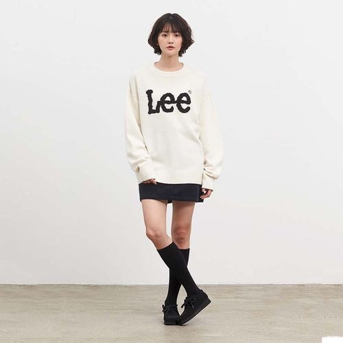 Áo Len Lee Big Twitch Logo Pullover Knit Ivory Màu Trắng-4