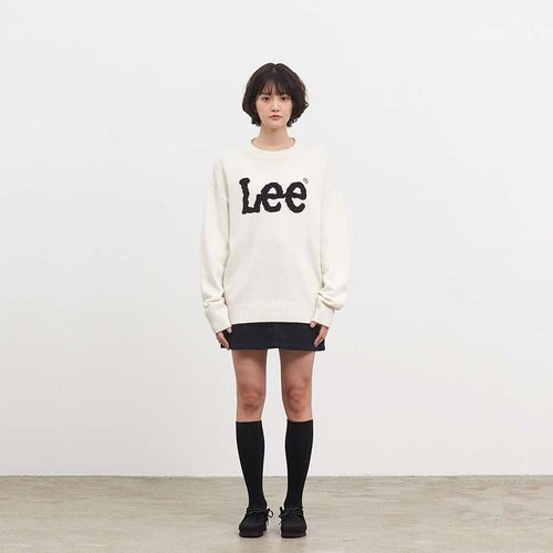 Áo Len Lee Big Twitch Logo Pullover Knit Ivory Màu Trắng-5