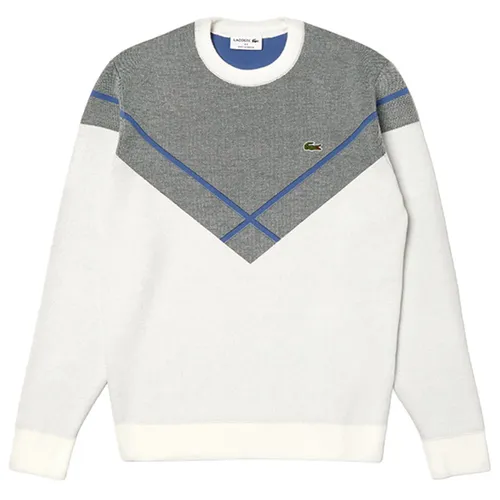Áo Len Nam Lacoste Crew Neck Jacquard Sweater AH8540-10 2ZF Màu Xám Trắng Size L