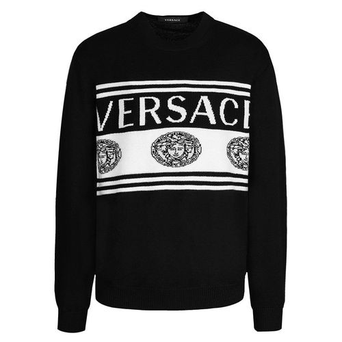 Áo Len Versace Logo Printed Black 1002719 1A01993 BG 1B000 Màu Đen-1