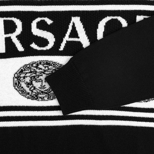 Áo Len Versace Logo Printed Black 1002719 1A01993 BG 1B000 Màu Đen-4