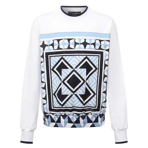 Áo Nỉ Nam Dolce & Gabbana D&G Majolica Print G9SJ9T G7WWB Sweater Màu Trắng