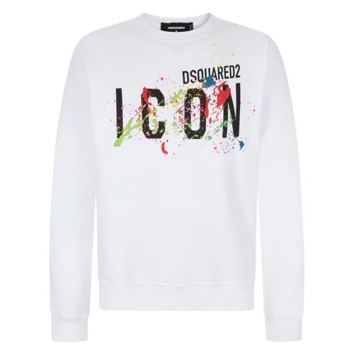 Áo Nỉ Dsquared2 Icon Splatter Sweatshirt S79GU0073 S25516 100 Màu Trắng Size M