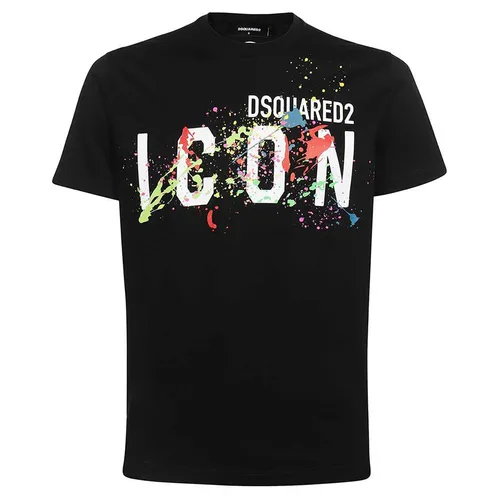 Áo Phông Dsquared2 Icon Splatter Cool T-Shirt S79GC0052 S23009 900 Màu Đen Size M