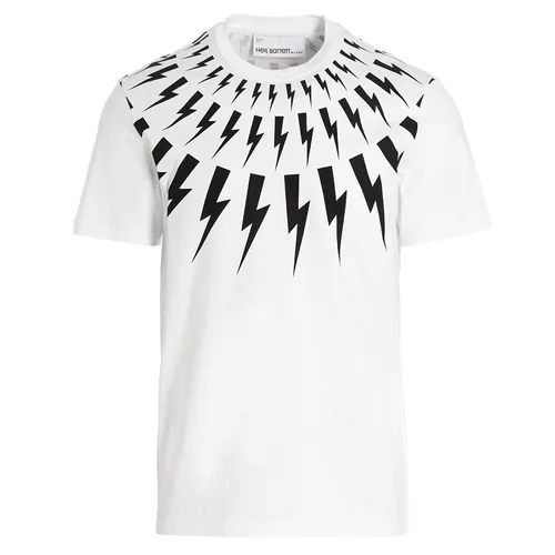 Áo Phông Neil Barrett White Thunderbolt Printed PBJT007ST510S-526 Màu Trắng Size S