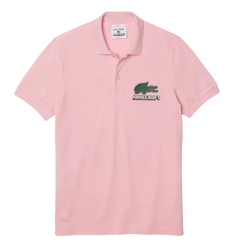 Thời trang Lacoste Hồng Áo Polo 100% Cotton - Áo Polo Lacoste Pole Of Minecraft Croc Short Manga Màu Hồng Size L - Vua Hàng Hiệu