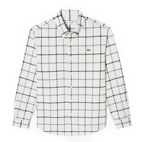Áo Sơ Mi Lacoste Grid Check Shirt CH886E Màu Trắng Kẻ Đen Size L