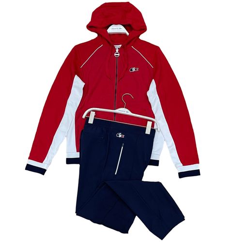 Bộ Quần Áo Gió Lacoste France Olympic Edition Zipped Jacket In Red Fleece Màu Đỏ - Xanh Size S