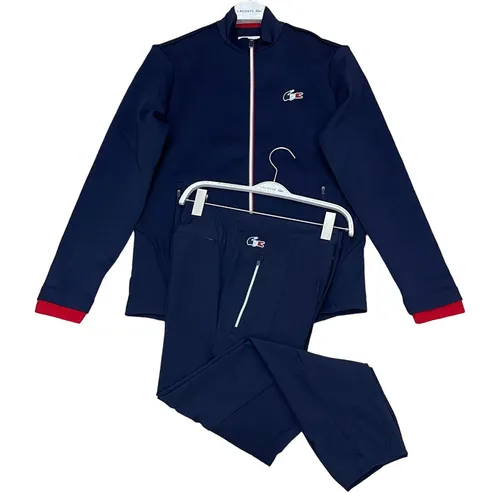 Thời trang Bộ quần áo gió - Bộ Quần Áo Gió Lacoste Sport Zipped Jacket Màu Xanh Navy Size M - Vua Hàng Hiệu