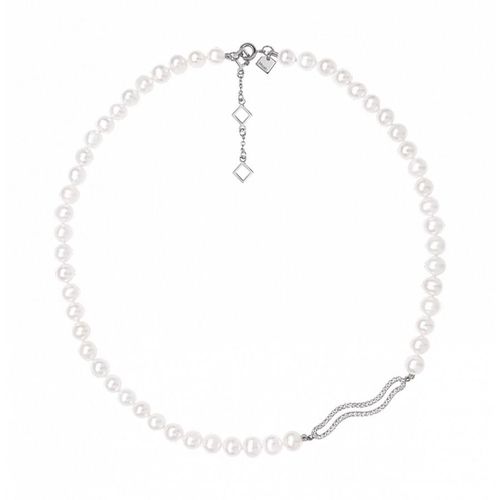 Dây Chuyền Misaki Monaco Dance Necklace Silver With White Cultured Pearls Màu Bạc