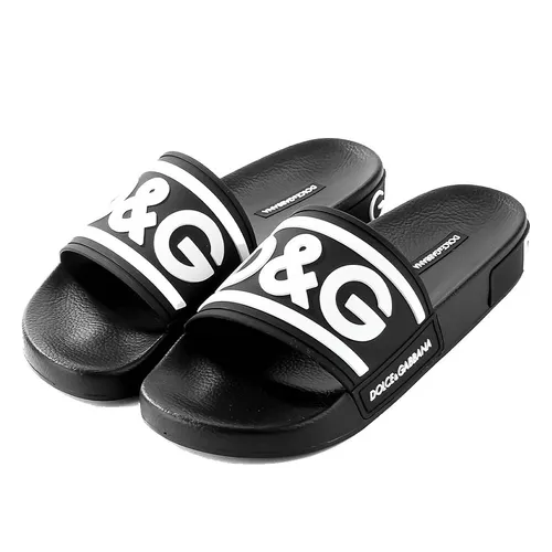 Dép Dolce & Gabbana D&G Rubber Beachwear Slides With DG Logo CS1991 AQ858 Màu Đen Size 40