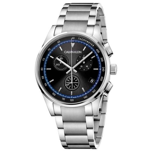 Đồng Hồ Nam Calvin Klein CK Completion Chronograph Quartz Black Dial Watch Kam27141 Màu Bạc Đen