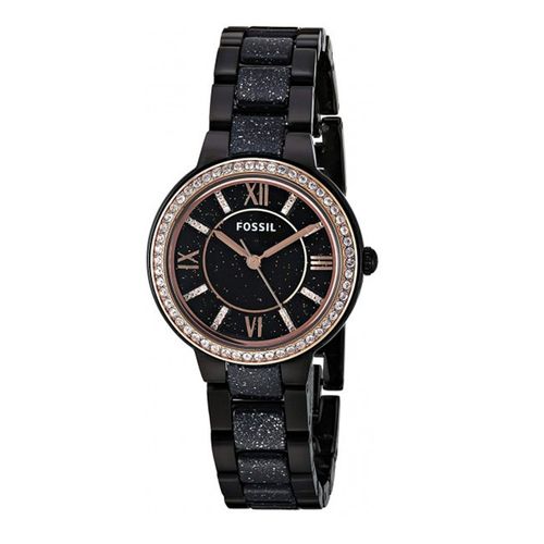 Đồng Hồ Nữ Fossil Virginia Black Stainless Steel Watch ES4118 Màu Đen