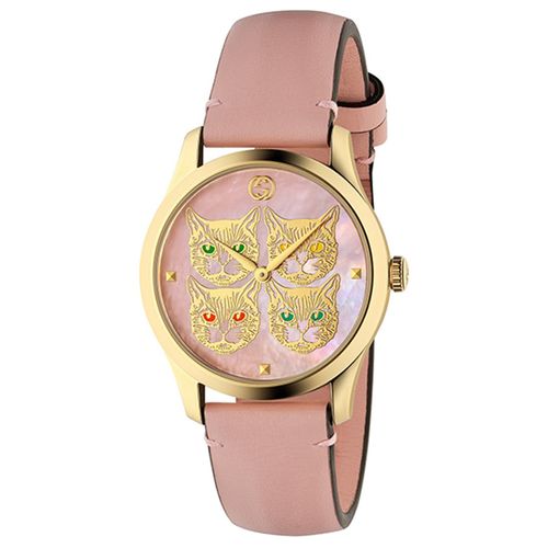 Đồng Hồ Nữ Gucci G-Timeless Pink Blooms Watch 38mm Màu Vàng Hồng