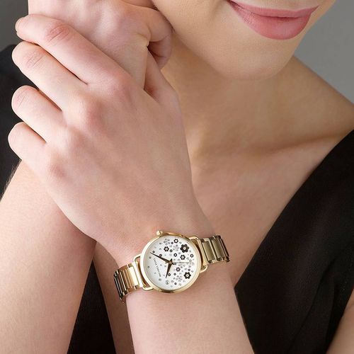 Đồng Hồ Nữ Michael Kors Mini Portia Gold-Tone Watch MK3840, 32mm Màu Vàng Trắng-2