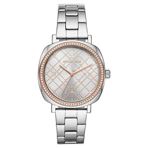 Đồng Hồ Nữ Michael Kors Nia Quartz Silver Crystal Dial Ladies Watch MK3988 Màu Bạc Phối Vàng Hồng