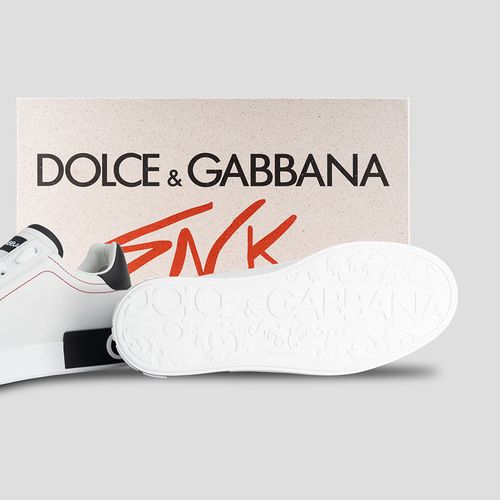 Giày Sneakers Dolce & Gabbana Calfskin Nappa Portofino CS1760 AH52689697 Màu Đen Trắng Size 41.5-3