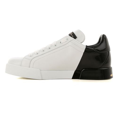 Giày Sneakers Dolce & Gabbana Leather Portofino With Metallic Heel CK1600 AI053 HD821 Màu Đen Trắng Size 41-4