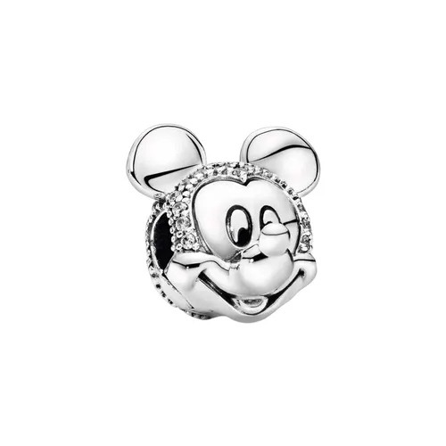Hạt Vòng Charm Pandora Disney Mickey Mouse Pavé Clip 797495CZ Màu Bạc