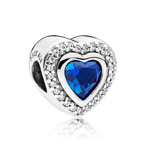 Hạt Vòng Charm Pandora Sparkling Blue Heart 797608NANB Màu Bạc Xanh