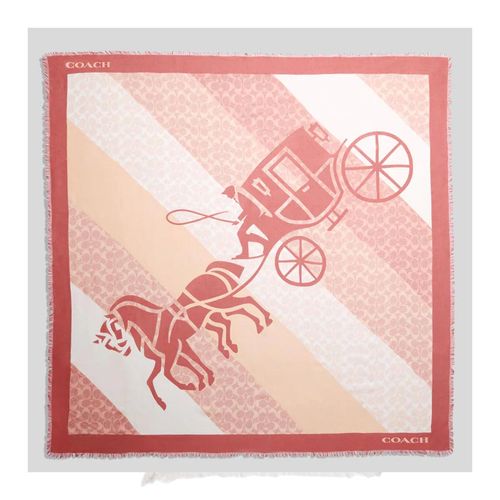 Khăn Quàng Cổ Coach Signature Horse And Carriage Print OverSized Square Scarf Bright Coral 89844 Màu Hồng