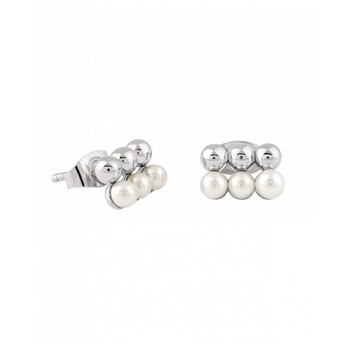Khuyên Tai Misaki Monaco Attraction Earrings Silver With White Artisan Pearls Màu Bạc
