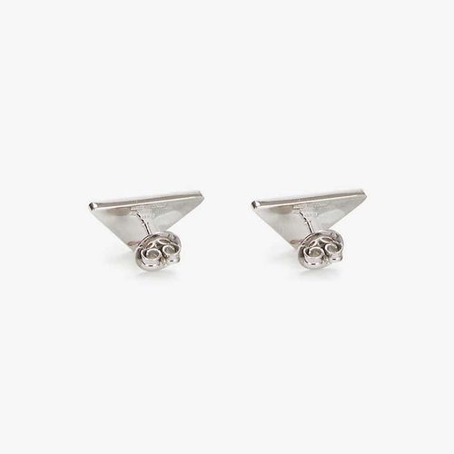 Khuyên Tại Prada Symbol Sterling-Silver And Enamel Stud Earrings Màu Hồng-2