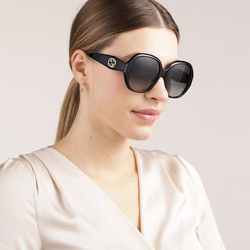 Kính Mát Gucci Grey Gradient Oversized Ladies Sunglasses GG0796S 001 56 Màu Xám Đen-2