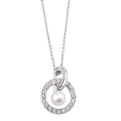Dây Chuyền Misaki Monaco Silver Socurl Pendant With White Cultured Pearls Màu Bạc-1