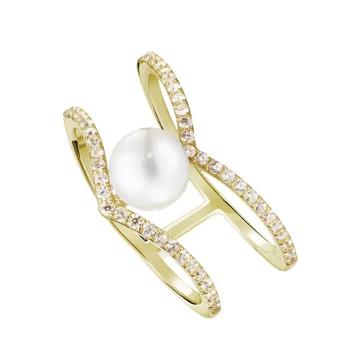 Trang sức Misaki Monaco - Nhẫn Misaki Monaco Golden Sway Ring With Pink Cultured Pearls Màu Vàng Gold - Vua Hàng Hiệu