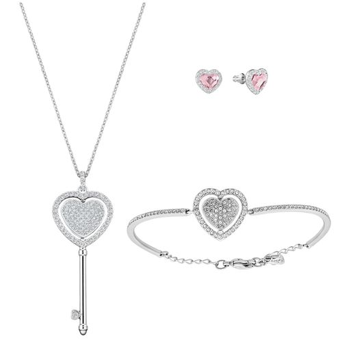 Set Dây Chuyền, Khuyên Tai, Vòng Đeo Tay Swarovski Engaged Heart Set Necklace Earrings Bracelet 5261326 Màu Bạc