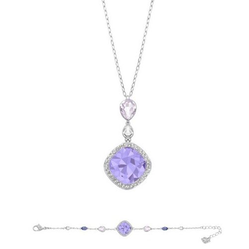 Set Dây Chuyền + Vòng Đeo Tay Swarovski Declare Purple Crystal Jewelry 5165591 Màu Xanh