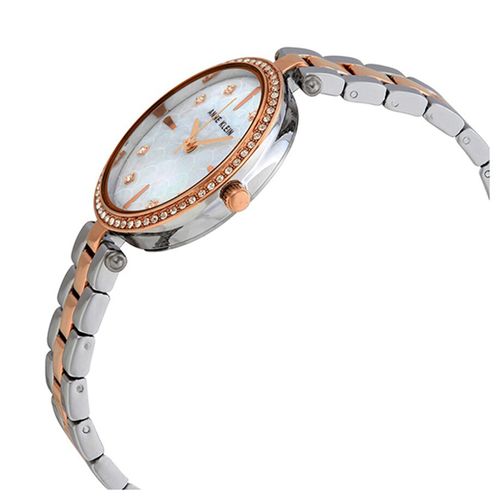 Set Đồng Hồ Nữ Anne Klein Quartz Crystal White Mother Of Pearl Dial Ladies Watch And Bracelet AK/3559RTST Màu Bạc Phối Vàng Hồng-2