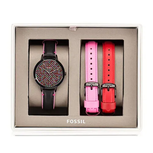 Đồng hồ - Set Đồng Hồ Nữ Fossil + Dây Da BQ3151SET Màu Đỏ/Đen/Hồng - Vua Hàng Hiệu