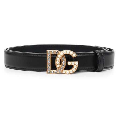Thắt Lưng Dolce & Gabbana Calf Leather Swarovsky Embellished 2.5cm BE1577 AQ3398S574 Màu Đen