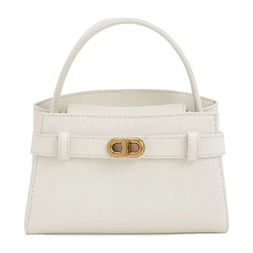 Túi Cầm Tay Nữ Charles & Keith CNK Aubrielle Metallic-Buckle Top Handle Bag CK2-50270880 Màu Trắng