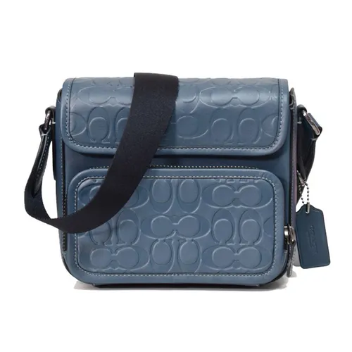 Coach Nam Xanh navy - Túi Đeo Chéo Nam Coach Men's Sullivan Flap Crossbody In Signature Màu Xanh Navy - Vua Hàng Hiệu