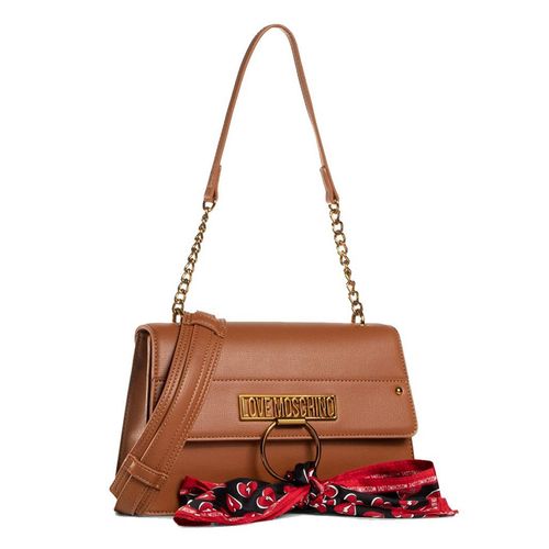 Túi Đeo Vai Love Moschino Shoulder Bag Woman Leather With Foulard Màu Nâu-1