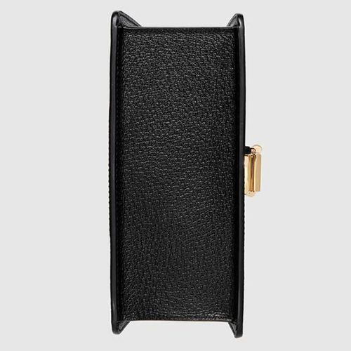 Túi Xách Gucci Sylvie Bee Star Mini Leather Bag Màu Đen Họa Tiết Vàng-5