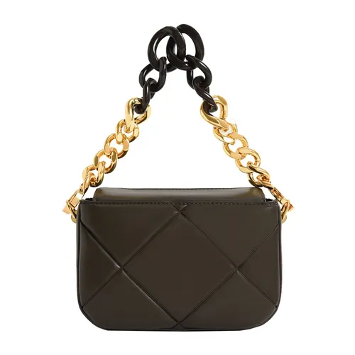Túi Xách Nữ Charles & Keith CNK Mini Danika Chunky Chain Padded Bag Dark Moss 50270926 Màu Đen
