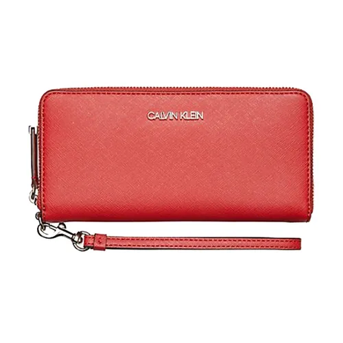 Ví Calvin Klein CK Saffiano Leather Zip Continental Wallet Màu Đỏ Size 20